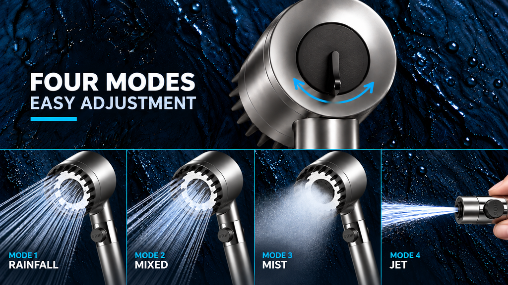 Lumo™ Filtered Shower Head | High-Pressure | 4 Adjustable Spray Modes | Water-Saving
