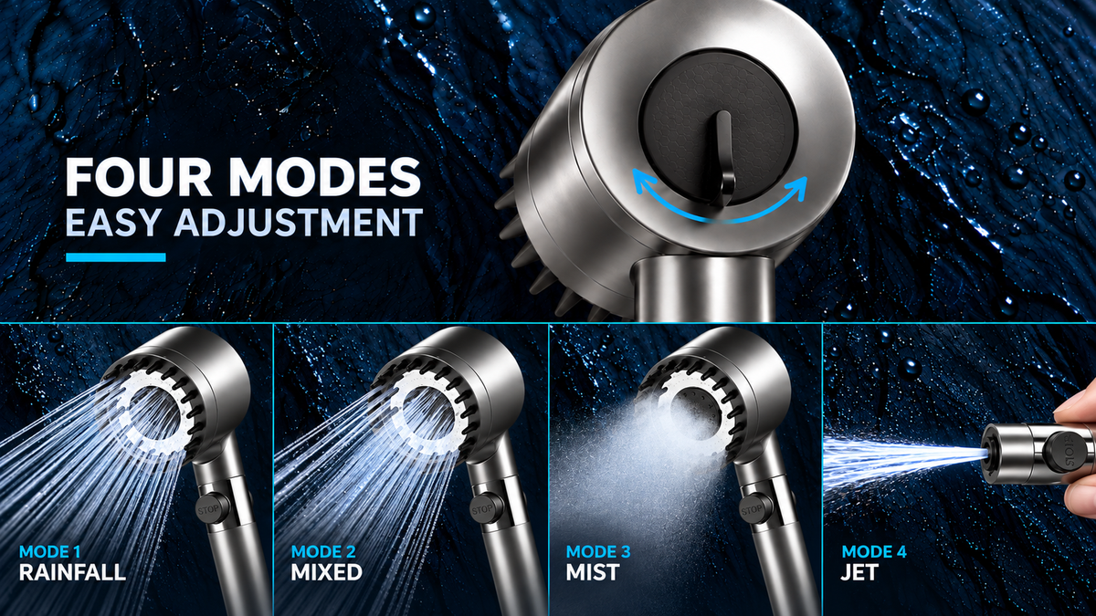 Lumo™ Filtered Shower Head | High-Pressure | 4 Adjustable Spray Modes | Water-Saving